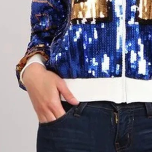 เสื้อแจ็คเก็ตผู้หญิงแขนยาวประดับเลื่อม สปอร์ต แจ็คเก็ตซิปแฟชั่นลำลองสำหรับฤดูใบไม้ผลิ เสื้อแจ็คเก็ตน้ำหนักเบาวิบวับ ชุดออกกำลังกาย เสื้อคลุม - Product Image 6