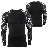 Rashguard à manches courtes pour hommes, noir, antibactérien, vêtements de sport, haut de compression MMA