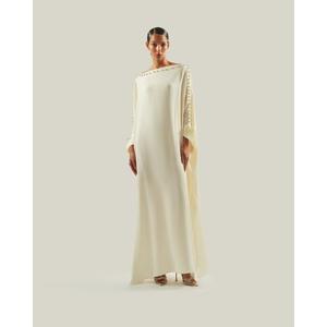 High Quality Elegant Floor-Length Silk <b>Kaftan</b> Dress Women Regular Fit Traditional Winter Wedding Dress India Pakistan White - Product Image 1