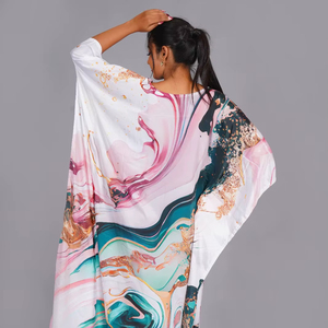 Vestido Kaftan Maxi con Estampado Abstracto de Lujo – Prenda Holgada para Playa y Resort - Product Image 1