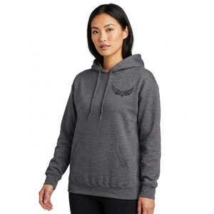 Sweat-shirt à capuche gris pour homme avec logo ailes en relief, poche avant, coupe classique, décontracté, pour l'automne - Product Image 3