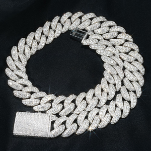 18mm Raised Pointer Cuban Link <b>Chain</b> <b>Iced</b> <b>Out</b> VVS Moissanite 925 Silver Plated Luxury Hip Hop Men's Necklace Gift for Party - Product Image 3
