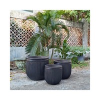 Pot de fleurs en béton léger écologique gris antique de luxe avec trou de drainage pour plantes d'intérieur et de jardin