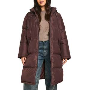 Manteau d'hiver long matelassé pour femme, chaud, doublé polaire, parka à capuche, poignets côtelés, fermeture éclair et boutons, coupe-vent avec capuche amovible - Product Image 6