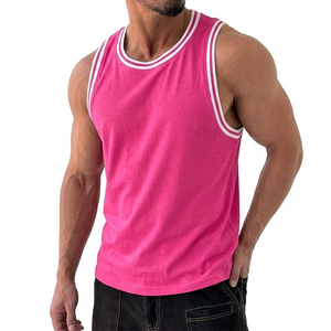 Custom Colors Men's Casual Muscle Tank <b>Top</b> Striped Trim Summer Beach Streetwear Sleeveless Tee Wholesale Fitness Shirt Tank <b>Top</b> - Product Image 6