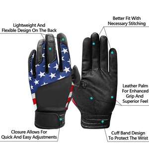 Wholesale Price Unisex Batting Gloves Customizable Design Logo Genuine Leather Breathable Shock Absorbent Gloves Customized Logo - Product Image 2