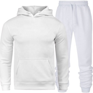 Traje deportivo de alta calidad para hombre, chándal liso con capucha, conjunto de sudadera en blanco, entrenamiento, sanzug - Product Image 1