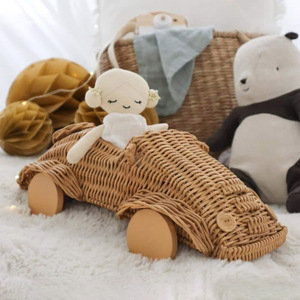 Coches de juguete de ratán natural de gran tamaño, accesorios para niños, juguetes de coche hechos a mano de buena calidad para bebés - Product Image 4