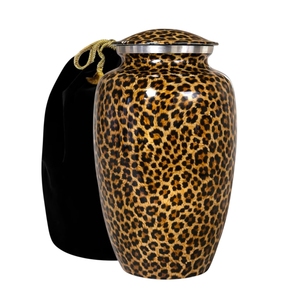 Urna Funeraria de Metal Hecha a Mano con Estampado de Leopardo de las Nieves - Urna Funeraria Decorativa Premium para Adultos - Recipiente Conmemorativo para Cenizas Humanas - Product Image 6