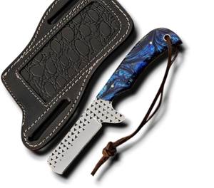 มีดตัดวัวแบบฟอร์จด้วยมือ ยี่ห้อ Farrier Rasp ด้ามตรง สไตล์คาวบอยตะวันตก พร้อมปลอกมีด รับผลิตแบบ OEM/ODM ปรับแต่งได้ ใช้สำหรับล่าสัตว์และตั้งแคมป์ ใบมีด 4 ใบ ขนาด 8 นิ้ว - Product Image 1