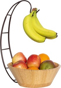 Support à bananes en bambou, support de rangement pour fruits suspendu, design simple et écologique, forme rectangulaire, organisateur de cuisine - Product Image 3