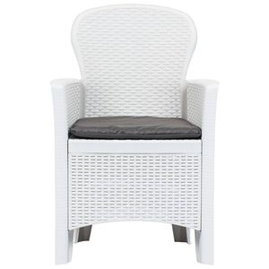 Set da pranzo da 5 pezzi in Rattan bianco Look mobili in plastica - Product Image 4
