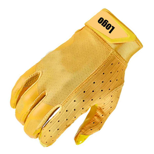 Guantes de Fútbol Americano Personalizados al por Mayor, Calidad Premium, Palma Adhesiva de Silicona, Impresos en Amarillo, Antideslizantes e Impermeables - Product Image 2