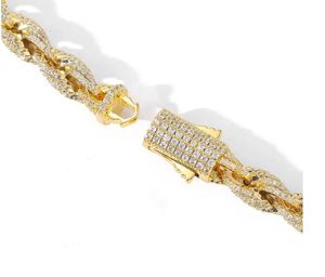 18K Gold Plated <b>Iced</b> <b>Out</b> Twist <b>Chain</b> Necklace Zircon Inlay Hip Hop Link for Men Women Daily Party Wear Gift - Product Image 2