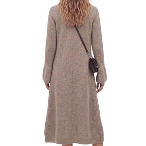 <b>Women</b> Taupe Long <b>Cardigan</b> Sweater <b>Button</b> Front V Neck Cable Knit Loose Fit Long Sleeve Cozy Casual Fashion Knitwear Custom Logo - Product Image 6