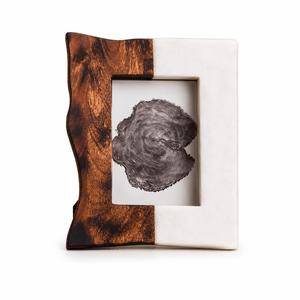 Marco de Fotos Moderno de Resina y Madera, Diseño Rectangular con Rayas Diagonales, Exhibición Vertical de Sobremesa, Marco Personalizado para Fotos - Product Image 1