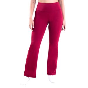 <b>Women's</b> Raspberry Red High Waist <b>Flare</b> Pants Stretch Slim Fit Bootcut Trousers Full Length Casual Yoga <b>Leggings</b> Fashion - Product Image 1