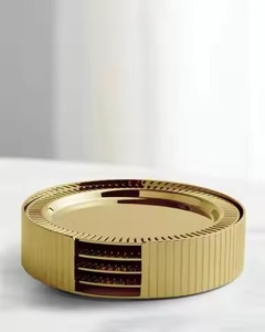 Elegant Metal Coaster Set Round Drink Mats Decorative <b>Table</b> <b>Protector</b> for Coffee <b>Table</b> Restaurant Hotel Bar Home Decor - Product Image 4
