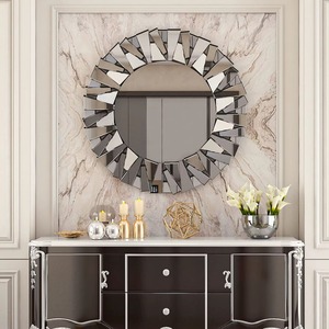 <b>Large</b> Silver Glass Round Handmade Metal <b>Frame</b> Wall <b>Mirror</b> for Corridor Interior Design REHMAN CRAFT - Product Image 2