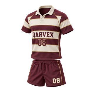 Maillot de football rétro à larges rayures, polo et short unisexe, séchage rapide, anti-humidité, respirant, polyester sublimé - Product Image 6