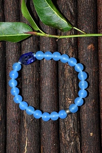 Pulsera de Cabeza de Buda de Calcedonia, cristal curativo Natural, piedra de Chakra de Reiki - Product Image 4