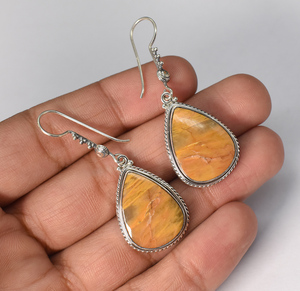 Natural Jasper Dangle <b>Earrings</b> In 92.5 Sterling Silver Anniversary Gift For Her - Product Image 2