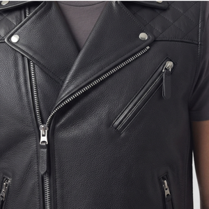 Gilet de motard en cuir véritable pour homme, respirant, avec logo personnalisé, en tissu polyester, fermeture éclair, pour l'hiver - Product Image 4