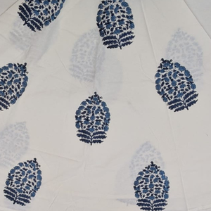 Premium Handcrafted Cotton 70" <b>Tablecloth</b> Elegant Customizable Hand Block Printed Sustainable White Blue Floral Design Home - Product Image 4