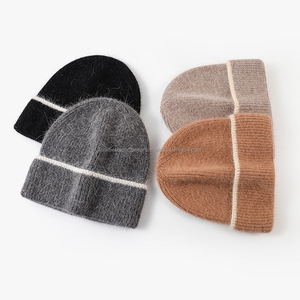 Gorro de Punto Acrílico Unisex, Color Sólido con Ribete en Contraste, Gorro Casual de Invierno para Adultos, 56-58CM - Product Image 2