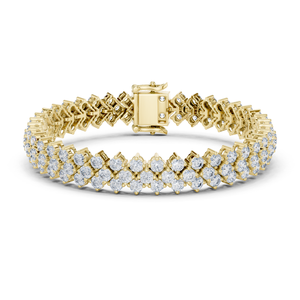 Bracelet tennis double rangée de diamants de laboratoire ronds, or jaune 10K 14K, DEF VVS, bijoux fins de mariage pour femme - Product Image 3