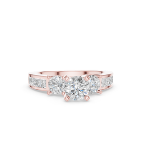 Anillo de Compromiso con Diamante Sintético de Corte Brillante, Cultivado en Laboratorio, Color E, Certificado IGI, Oro para Mujer, 10 Piedras Laterales, Lujoso para Boda o Fiesta - Product Image 2