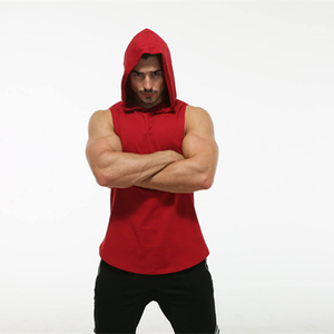 Camiseta sin Mangas con Capucha Roja para Hombre de KHILAN INDUSTRIES, Talla Grande, Diseño Casual de Cuello Redondo, Tejido de Algodón, Secado Rápido, 120g, Personalizable - Product Image 1