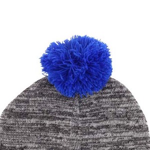 Gorro de punto unisex con pompón azul y borde de color sólido, gorro de invierno para adultos, uso casual, 56-58 cm - Product Image 2
