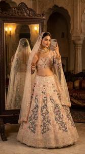 Divyam Creation Embroidered <b>Net</b> Lehenga Choli Set Floor-Length Traditional Wedding Wear for Women India Pakistan Style Spandex - Product Image 4
