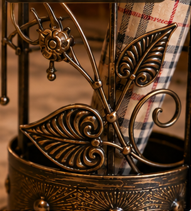 Porte-parapluie autoportant en laiton antique avec motif feuille, grande capacité, pour la décoration intérieure - Product Image 3