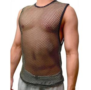 CANBELLO SPORTS Men's <b>Mesh</b> Sleeveless Tank <b>Top</b> O-Neck Solid Color Knitted Breathable Street Style Hollow Out 100% Polyester 120g - Product Image 2