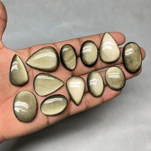 ขายส่งหินออบซิเดียนสีทองธรรมชาติแบบคาโบชอง |   อัญมณีออบซิเดียนสีทองประกายสำหรับทำเครื่องประดับ |   รูปทรงผสมผสานขัดเงา - Product Image 1