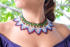 Collier perlé Huichol de qualité supérieure pour anniversaire, Noël, mariage, anniversaire de mariage, fête - Product Image 1