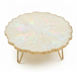 Support à gâteau en résine effet marbre bleu AB-8464 de A.B Handicraftly avec pieds en métal, décoration artisanale pour la maison, les mariages et les cafés - Product Image 3