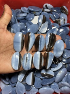 Opale bleue naturelle cabochon, pierres précieuses en vrac, dos plat, pierre bleue polie, vente en gros pour la fabrication de bijoux - Product Image 1