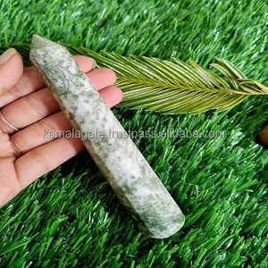 Baguette en cristal d'agate de mousse à facettes naturelles Outil de massage en pierre semi-précieuse pour la guérison et les produits métaphysiques Reiki - Product Image 1