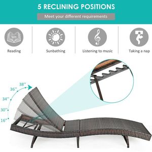 Tumbona Plegable de 5 Niveles Ajustables para Patio con Cojín Cómodo para Tomar el Sol al Aire Libre - Product Image 4