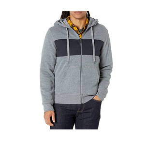 Sweat-shirt à capuche gris pour homme en coton molletonné, entièrement zippé, coupe oversize, color block, décontracté, idéal pour le printemps, anti-boulochage - Product Image 5