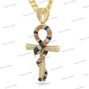 จี้รูปงูประดับเพชรโมอิสซาไนต์หลากสี ผลิตจากเงินแท้ 925 ดีไซน์หรูหราสไตล์ฮิปฮอป - Product Image 2