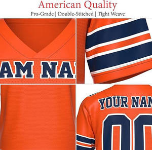 เสื้อฟุตบอลอเมริกันพิมพ์ลายตามสั่ง ไซส์พลัส คอวี ผ้าตาข่าย ระบายอากาศได้ดี โพลีเอสเตอร์ ป้องกันแบคทีเรีย แห้งเร็ว สำหรับผู้ชาย พิมพ์ชื่อทีม 00 - Product Image 2