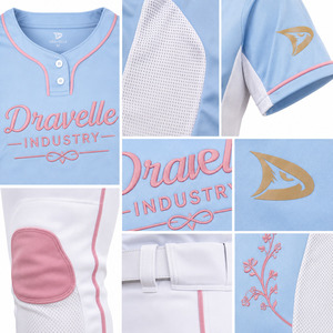 Ensemble de maillot et pantalon de softball pour femmes personnalisé, avec logo brodé en twill et kit de baseball sublimé haute performance - Product Image 6