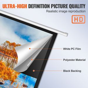 Pantalla de Proyección Retráctil Manual Portátil de 100 Pulgadas 16:9 4K 1080 HD con Función de Bloqueo Automático para Películas en Casa - Product Image 3