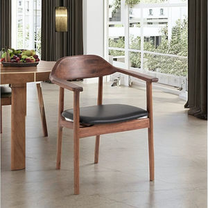 Fauteuil en noyer de style classique moderne, durable, avec dossier en bois massif, meubles de salle à manger - Product Image 1