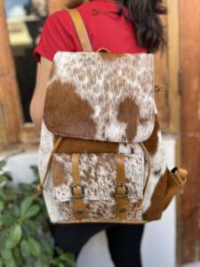 Sac à dos en cuir véritable tendance avec fermeture éclair, motif lettres, capacité 20-35L, pour voyage et école, unisexe HNBP-0098 - Product Image 1