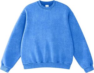 Sweat-shirt à col rond délavé à l'acide, coupe décontractée, 100 % coton molletonné, manches longues, coupe oversize, tailles de logo personnalisables - Product Image 1